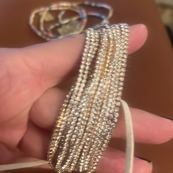 Beautiful crystal multi strand, gold stretch bracelet - Picture 3 of 4